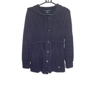 Calvin Klein Black Cable Knit Cardigan Size S Chunky Button Front
